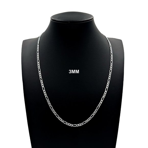 Real 925 SOLID Sterling Silver 3mm Figaro Link Chain Necklace 20" inch - Picture 1 of 6